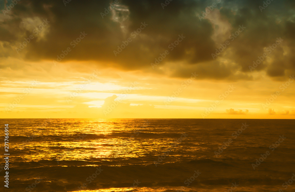 golden sea  wave at sunset