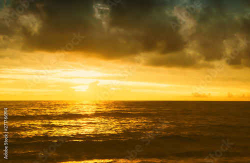 golden sea  wave at sunset