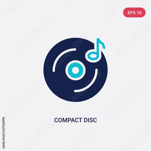 two color compact disc vector icon from electronic stuff fill concept. isolated blue compact disc vector sign symbol can be use for web, mobile and logo. eps 10