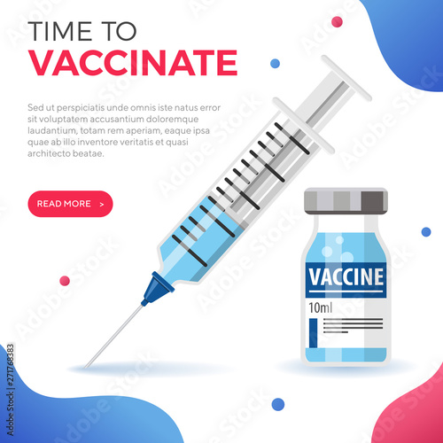 Plastic medical syringe and vial vaccine icon