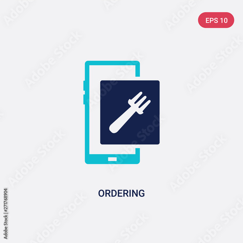two color ordering vector icon from fast food concept. isolated blue ordering vector sign symbol can be use for web, mobile and logo. eps 10