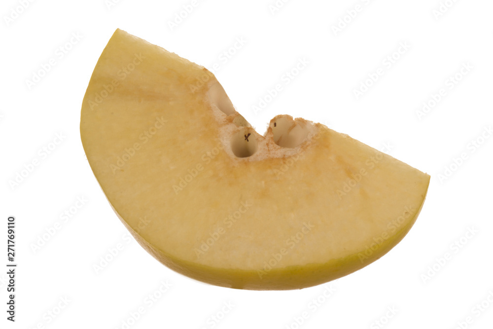 slice of quince isolated on white background slice of quince isolated on white background