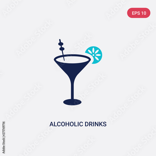 two color alcoholic drinks vector icon from food concept. isolated blue alcoholic drinks vector sign symbol can be use for web, mobile and logo. eps 10