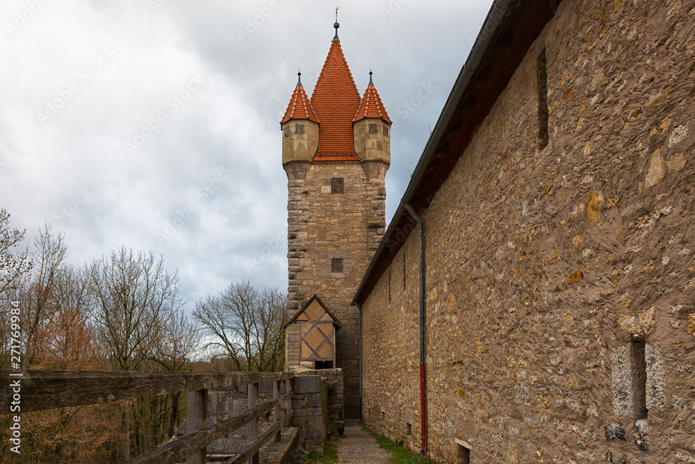 fortress wall in the city of Rothenburg ob der Tauber, Bavaria, Germany