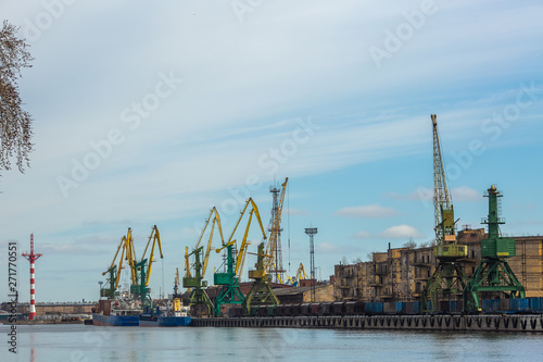 industrial port with containers. crane