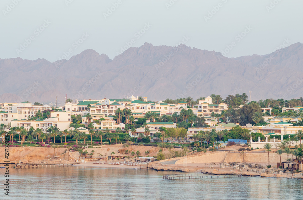 Resort hotels on a background of mountains, Sharm el-Sheikh, Egypt