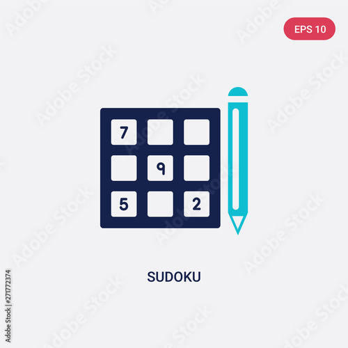 two color sudoku vector icon from free time concept. isolated blue sudoku vector sign symbol can be use for web, mobile and logo. eps 10