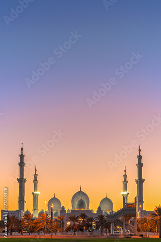 Amazing view of Sheikh Zayed Mosque at sunset.Abu Dhabi.UAE