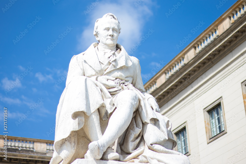 Naklejka premium A statue of Alexander von Humboldt from 1883 by artist Reinhold Begas. Situated at the Humboldt University of Berlin.