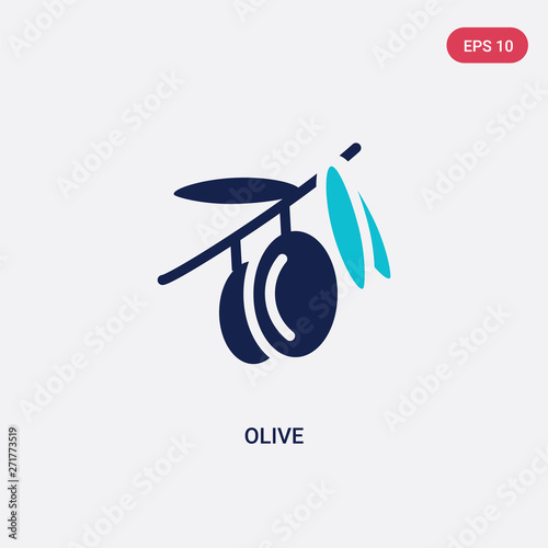 two color olive vector icon from fruits concept. isolated blue olive vector sign symbol can be use for web, mobile and logo. eps 10