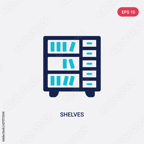 two color shelves vector icon from furniture concept. isolated blue shelves vector sign symbol can be use for web, mobile and logo. eps 10