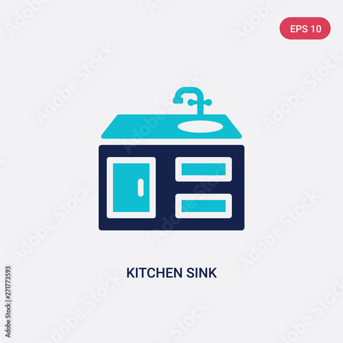 two color kitchen sink vector icon from furniture concept. isolated blue kitchen sink vector sign symbol can be use for web, mobile and logo. eps 10
