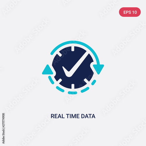 two color real time data vector icon from general concept. isolated blue real time data vector sign symbol can be use for web, mobile and logo. eps 10