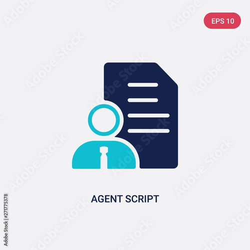 two color agent script vector icon from general-1 concept. isolated blue agent script vector sign symbol can be use for web, mobile and logo. eps 10