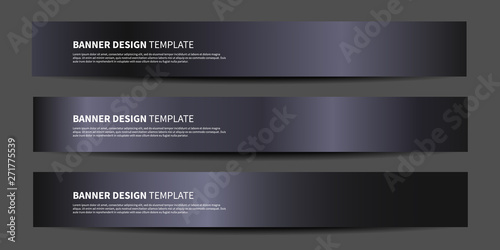 Vector banners with abstract black background. Metallic black vector