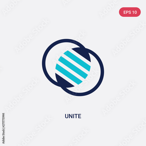two color unite vector icon from geometric figure concept. isolated blue unite vector sign symbol can be use for web, mobile and logo. eps 10