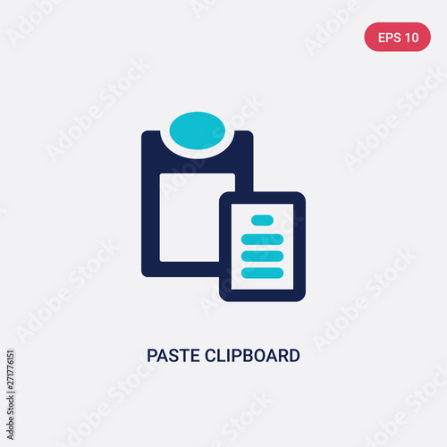 two color paste clipboard vector icon from geometry concept. isolated blue paste clipboard vector sign symbol can be use for web, mobile and logo. eps 10
