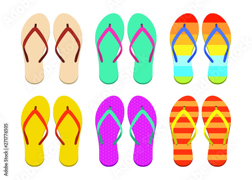 Flip flops set vector design illustration isolated on white background