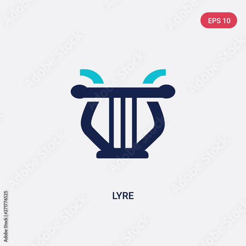 two color lyre vector icon from greece concept. isolated blue lyre vector sign symbol can be use for web, mobile and logo. eps 10