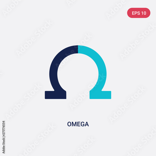 two color omega vector icon from greece concept. isolated blue omega vector sign symbol can be use for web, mobile and logo. eps 10 photo