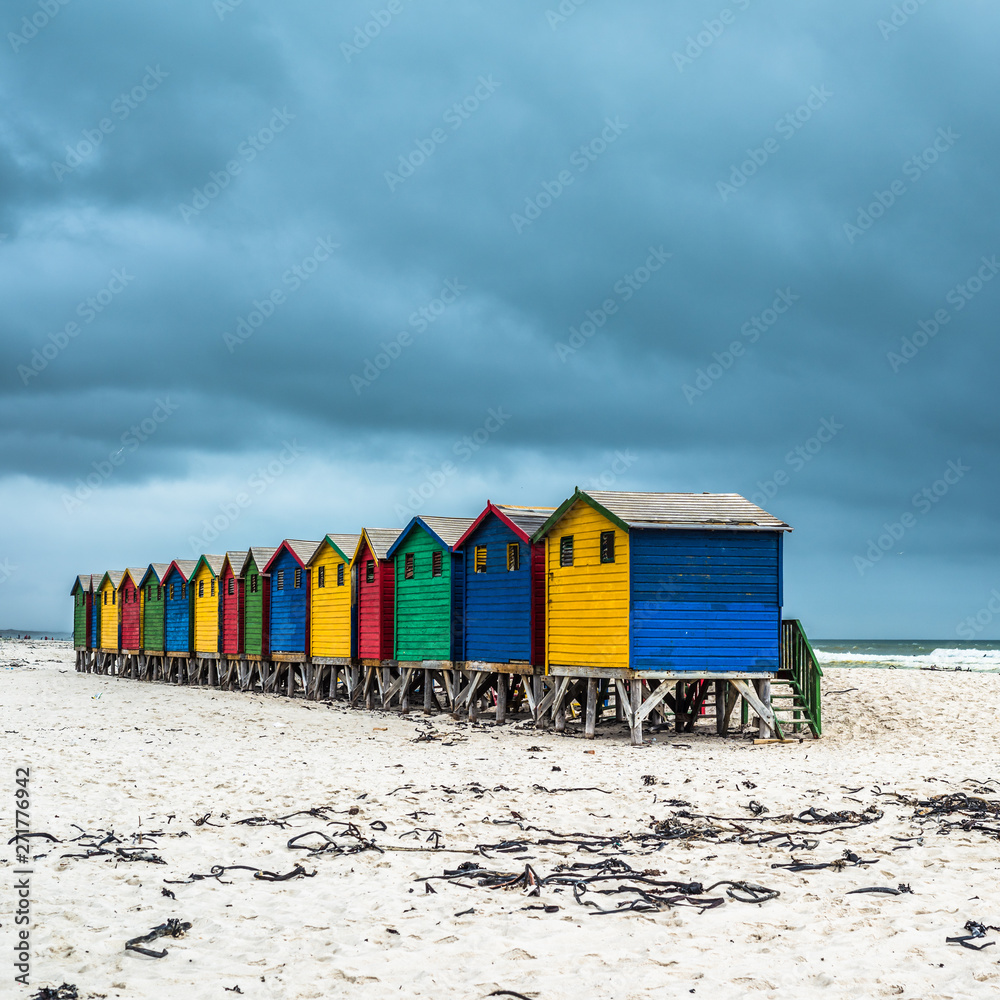 Naklejka premium Colourful Beach Houses in Muizenberg, South Africa
