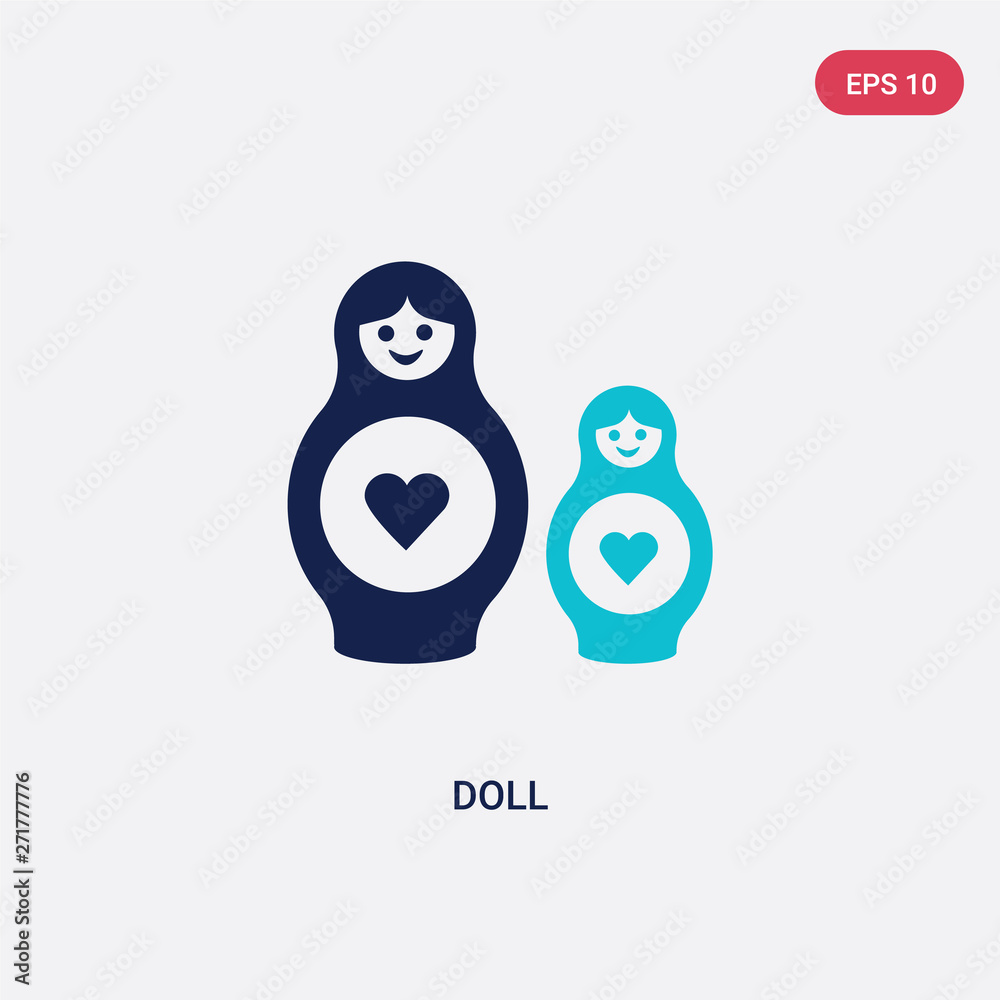 Fotografie two color doll vector icon from halloween concept