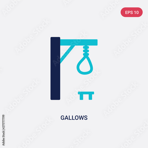 two color gallows vector icon from halloween concept. isolated blue gallows vector sign symbol can be use for web, mobile and logo. eps 10