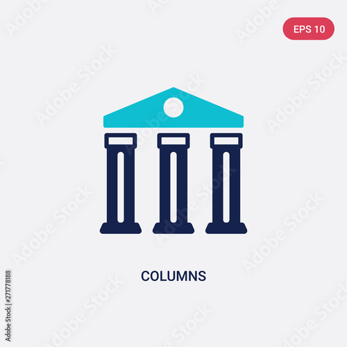 two color columns vector icon from history concept. isolated blue columns vector sign symbol can be use for web, mobile and logo. eps 10