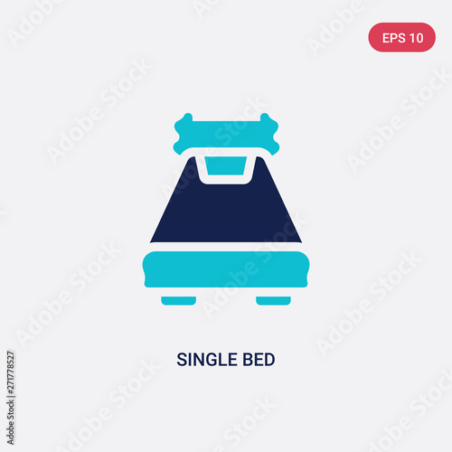 two color single bed vector icon from hotel and restaurant concept. isolated blue single bed vector sign symbol can be use for web, mobile and logo. eps 10