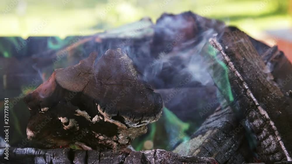 burning firewood in a fireplace or a fire with colored flame burning firewood in a fireplace or a fire with colored flame