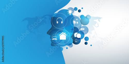      Abstract Technology, Machine Learning, Artificial Intelligence, Cloud Computing, Automated Support Assistance Design Concept 