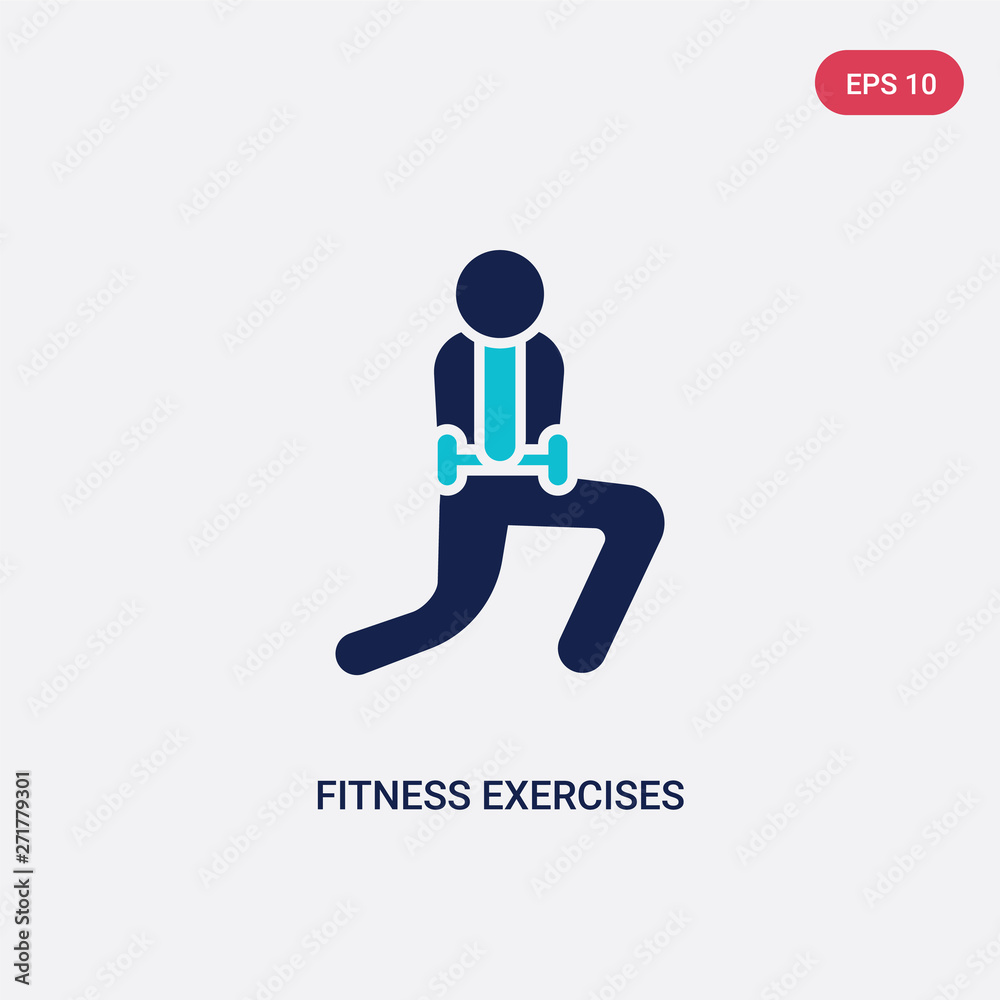two color fitness exercises vector icon from humans concept. isolated blue fitness exercises vector sign symbol can be use for web, mobile and logo. eps 10
