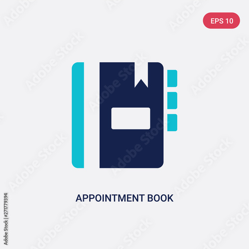 two color appointment book vector icon from hygiene concept. isolated blue appointment book vector sign symbol can be use for web, mobile and logo. eps 10