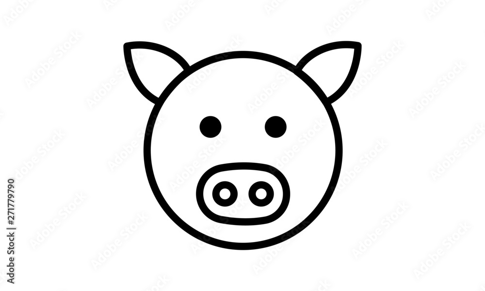 Vector Pig Icon. Round Line Animal Icon. Vector Pig Icon. Round Line Animal Icon.