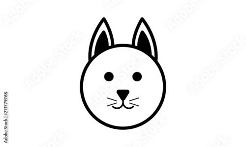 Vector Cat Icon. Round Line Animal Icon.