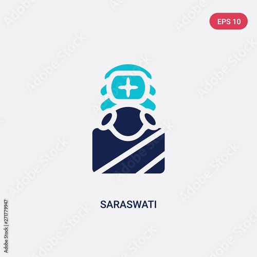 two color saraswati vector icon from india concept. isolated blue saraswati vector sign symbol can be use for web, mobile and logo. eps 10