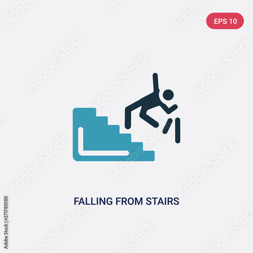 two color falling from stairs vector icon from insurance concept. isolated blue falling from stairs vector sign symbol can be use for web, mobile and logo. eps 10