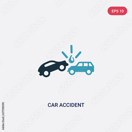 two color car accident vector icon from insurance concept. isolated blue car accident vector sign symbol can be use for web, mobile and logo. eps 10