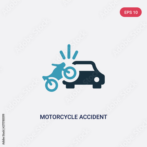 two color motorcycle accident vector icon from insurance concept. isolated blue motorcycle accident vector sign symbol can be use for web, mobile and logo. eps 10