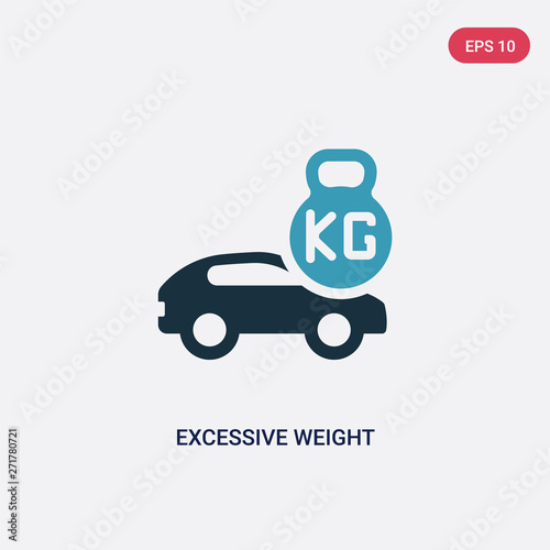 two color excessive weight for the vehicle vector icon from insurance concept. isolated blue excessive weight for the vehicle vector sign symbol can be use for web, mobile and logo. eps 10