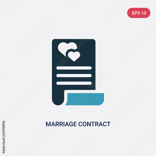 two color marriage contract vector icon from insurance concept. isolated blue marriage contract vector sign symbol can be use for web, mobile and logo. eps 10