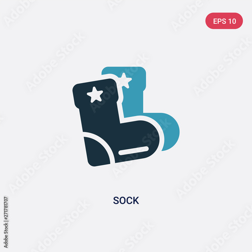 two color sock vector icon from kids and baby concept. isolated blue sock vector sign symbol can be use for web, mobile and logo. eps 10