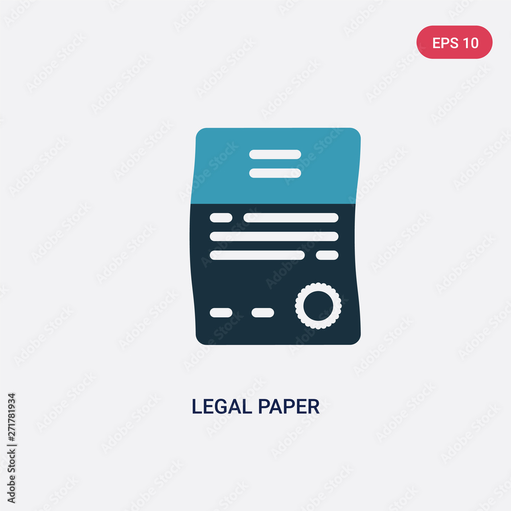 two color legal paper vector icon from law and justice concept. isolated blue legal paper vector sign symbol can be use for web, mobile and logo. eps 10