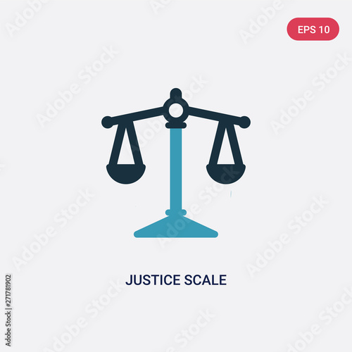 two color justice scale vector icon from law and justice concept. isolated blue justice scale vector sign symbol can be use for web, mobile and logo. eps 10