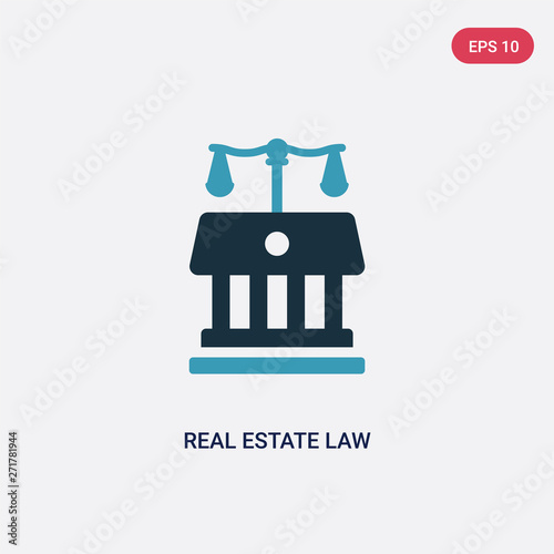 two color real estate law vector icon from law and justice concept. isolated blue real estate law vector sign symbol can be use for web, mobile and logo. eps 10
