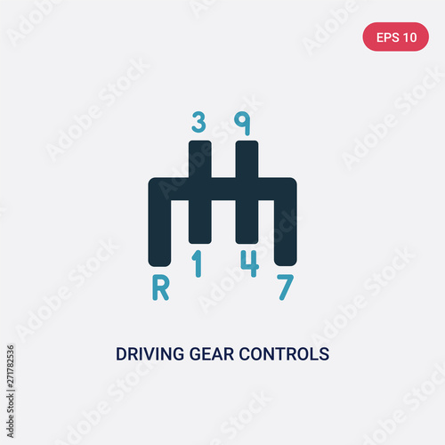 two color driving gear controls vector icon from mechanicons concept. isolated blue driving gear controls vector sign symbol can be use for web, mobile and logo. eps 10
