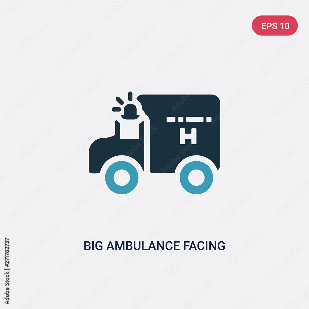 two color big ambulance facing left vector icon from mechanicons concept. isolated blue big ambulance facing left vector sign symbol can be use for web, mobile and logo. eps 10