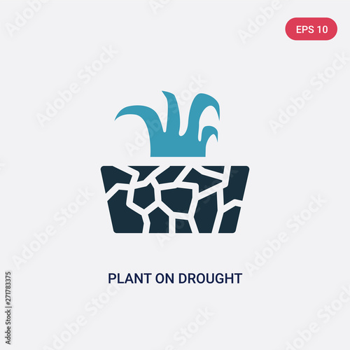 two color plant on drought vector icon from meteorology concept. isolated blue plant on drought vector sign symbol can be use for web, mobile and logo. eps 10