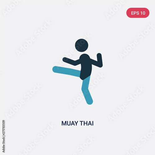 two color muay thai vector icon from miscellaneous concept. isolated blue muay thai vector sign symbol can be use for web, mobile and logo. eps 10