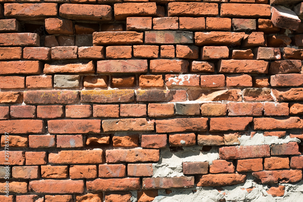 Obraz premium Old brick wall, Red brick wall texture grunge background